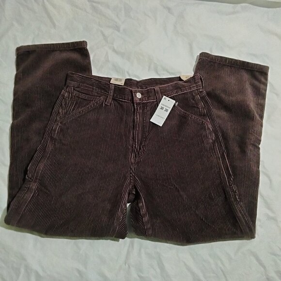 Levi's Men's Workwear 568 Loose Straight Carpenter Corduroy Pants Brown Sz 30x30 - Picture 1 of 6